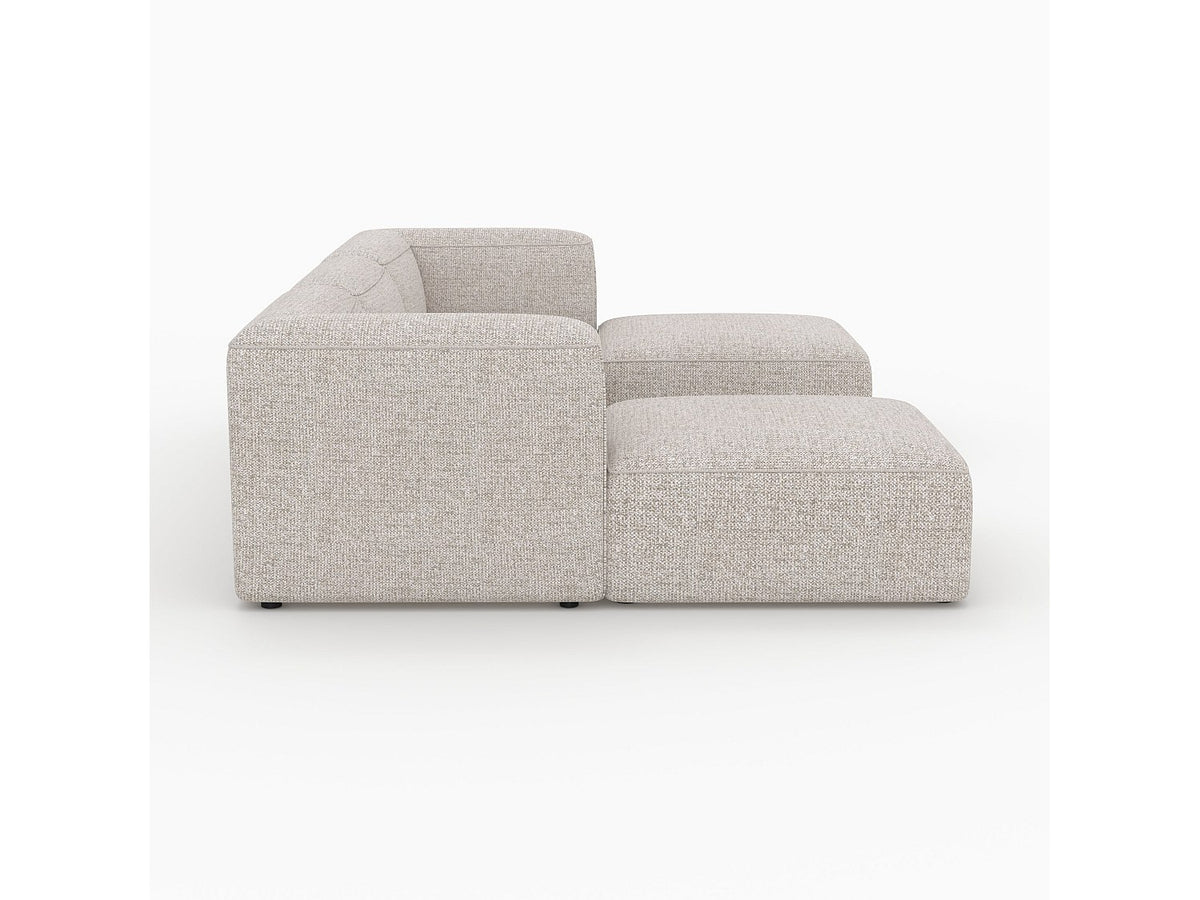 Pouf pour canapé modulable 3 places beige tissu - Hestia