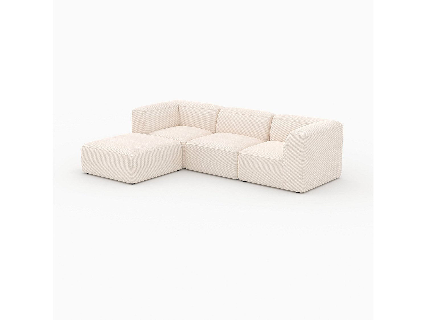 Pouf pour canapé modulable 3 places blanc velours - Mina