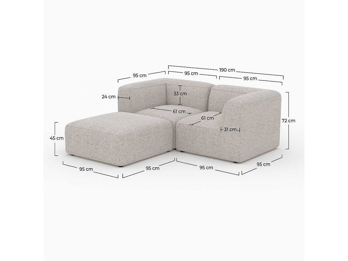 Pouf pour canapé modulable 2 places beige tissu - Hestia