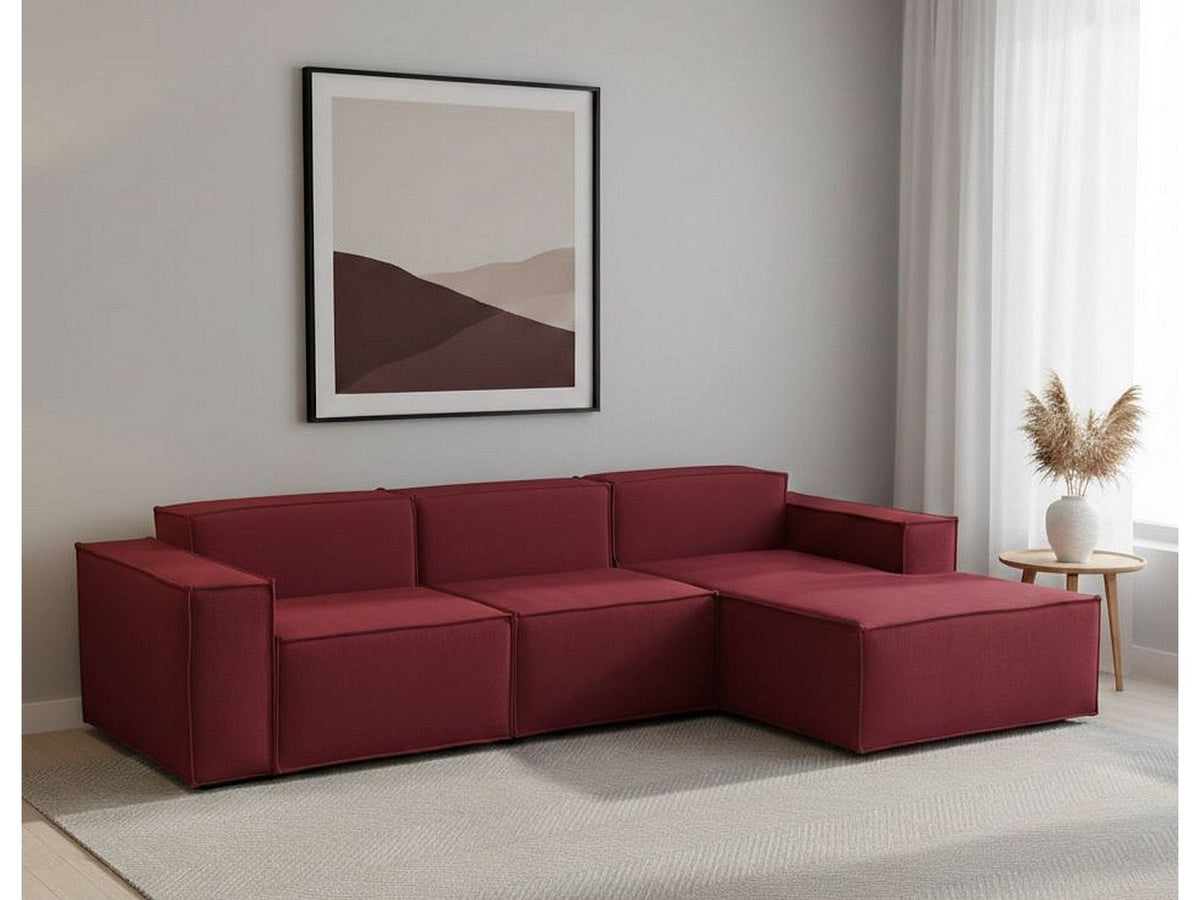 Canapé modulable 3 places rouge tissu