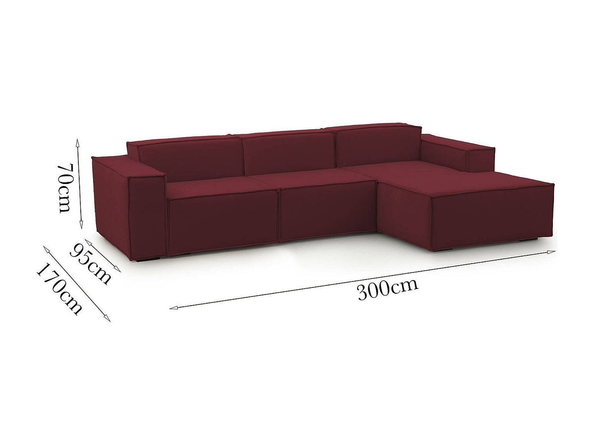Canapé modulable 3 places rouge tissu
