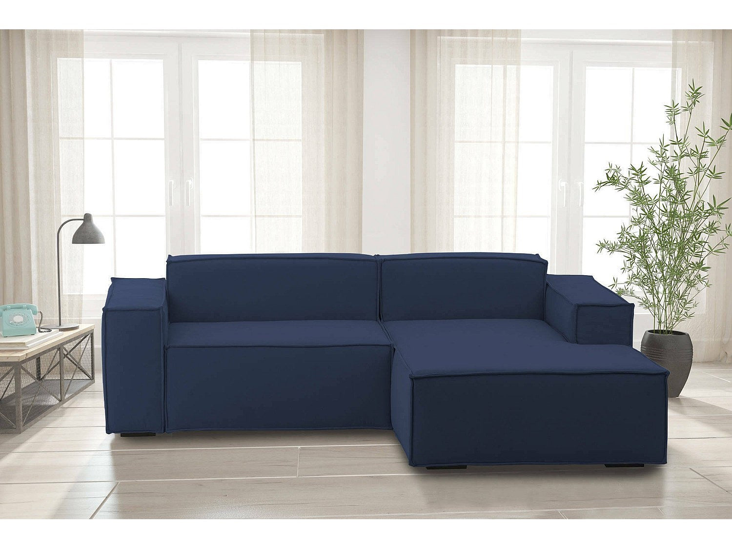 Canapé modulable 2 places bleu tissu
