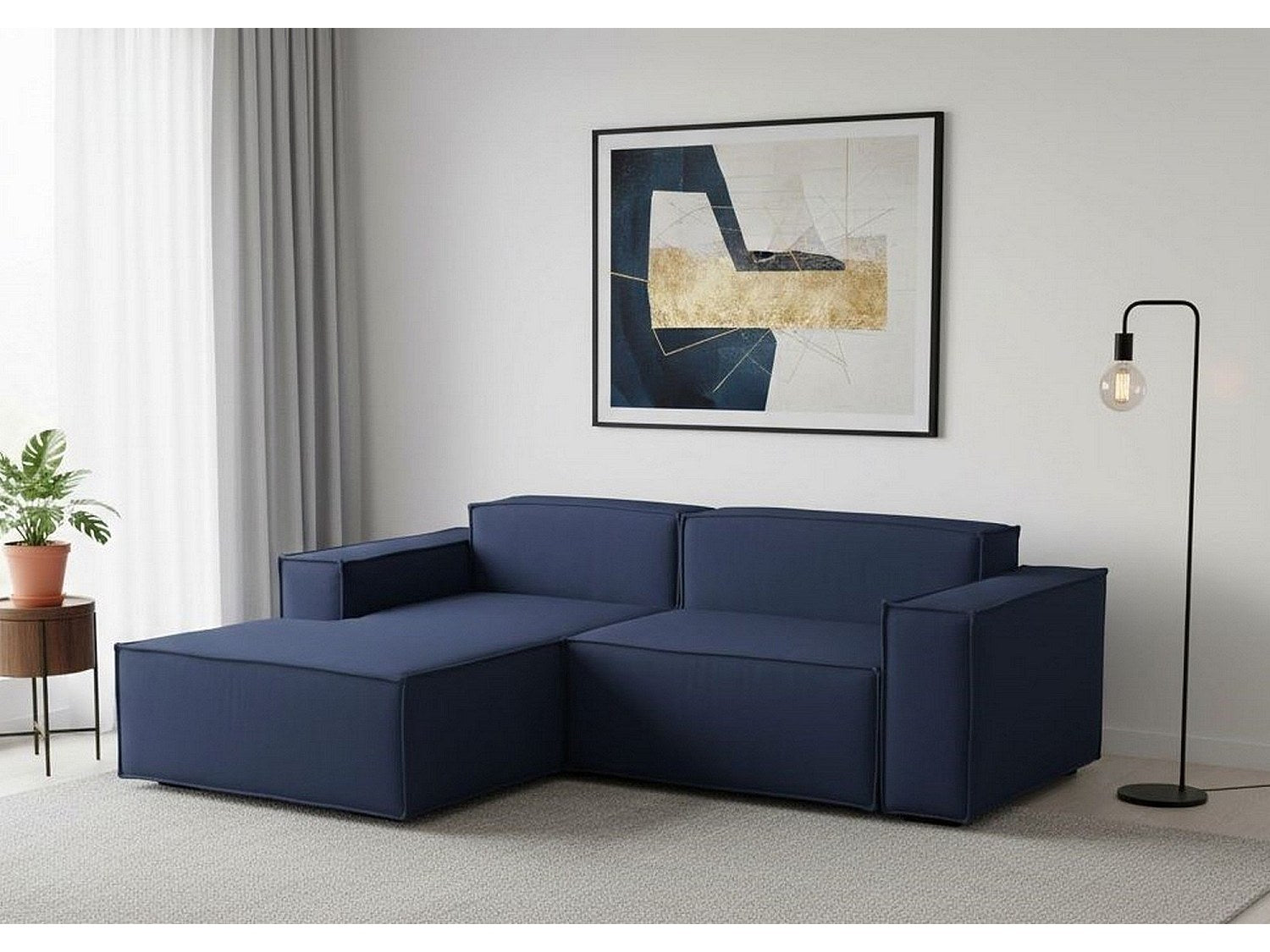 Canapé modulable 2 places bleu tissu