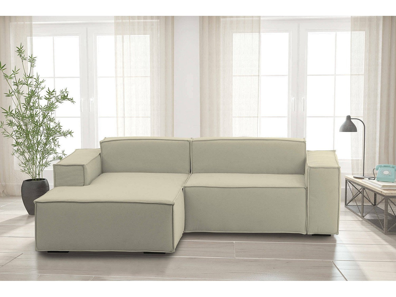 Canapé modulable 2 places beige tissu