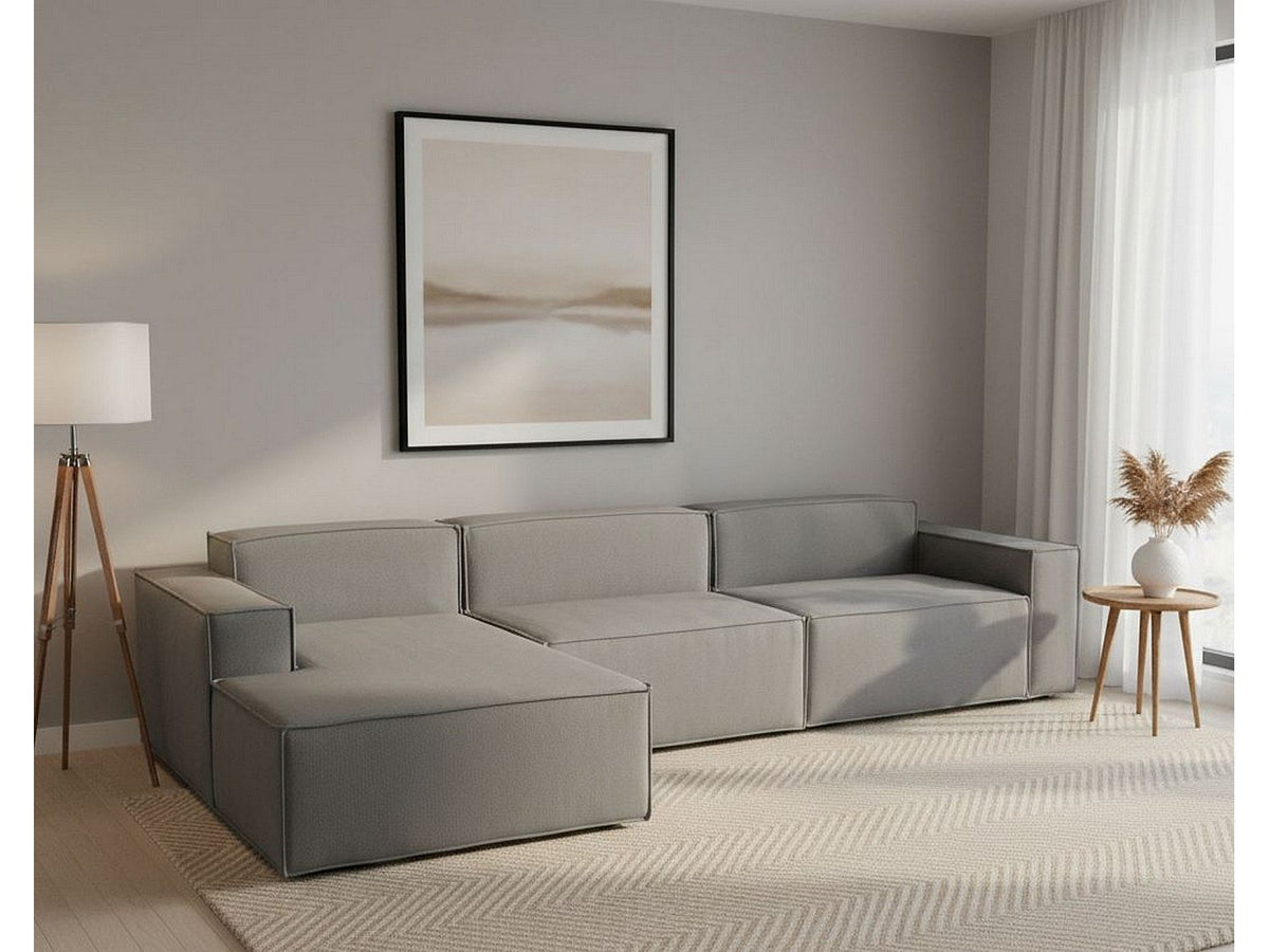 Canapé modulable 4 places gris tissu