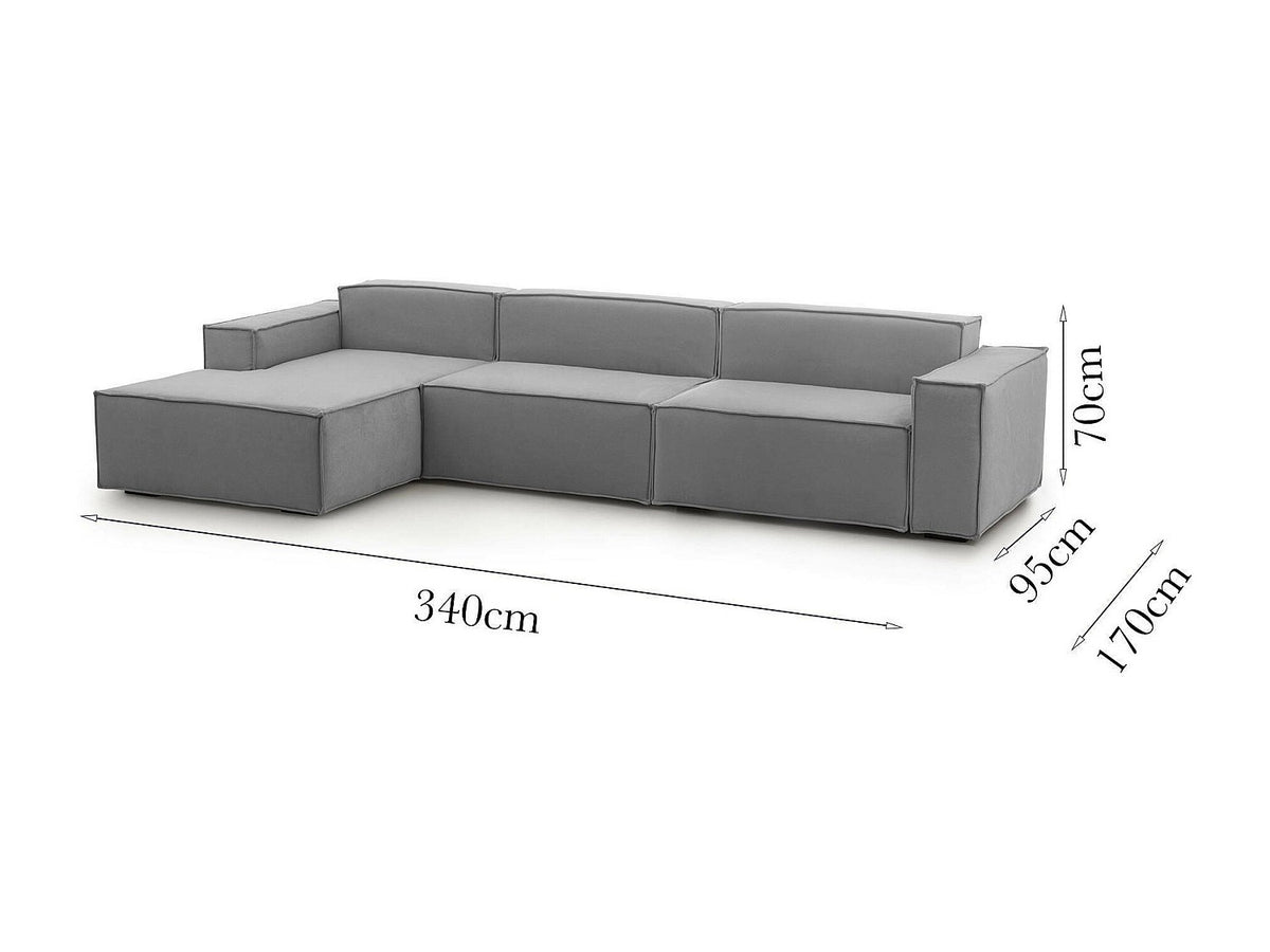 Canapé modulable 4 places gris tissu