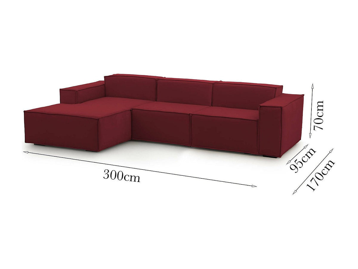 Canapé modulable 3 places rouge tissu