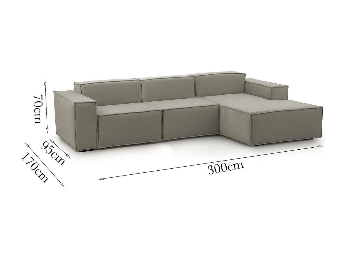 Canapé modulable 3 places gris tissu