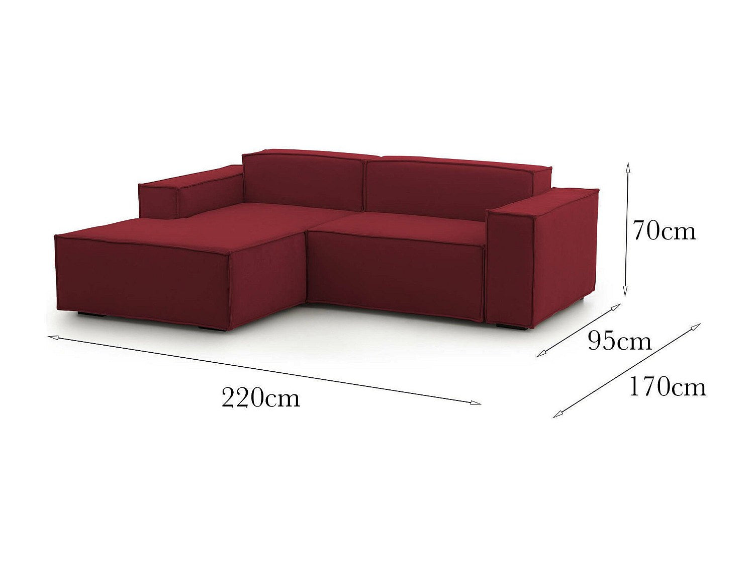 Canapé modulable 2 places rouge tissu