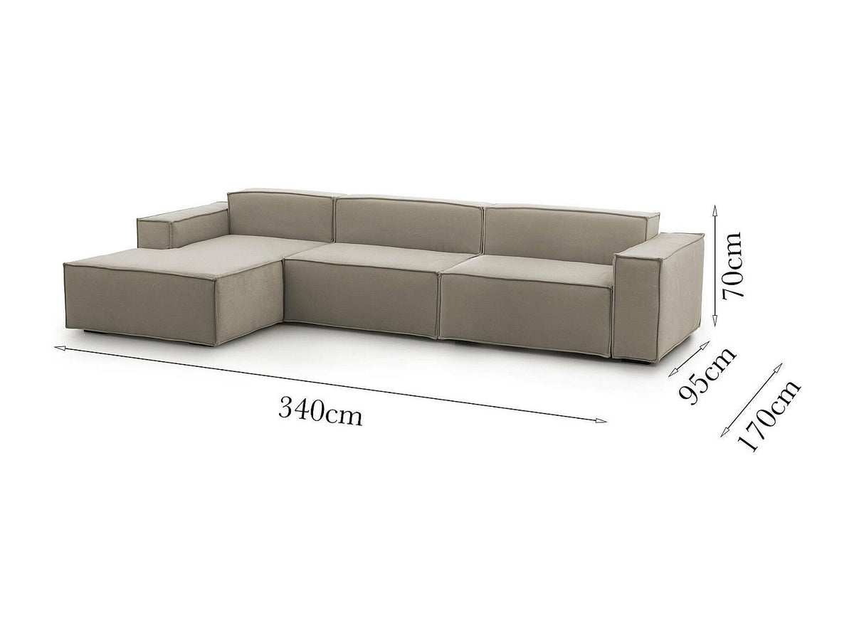 Canapé modulable 4 places gris tissu