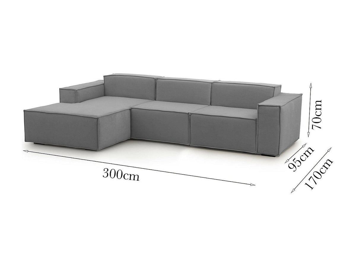 Canapé modulable 3 places gris tissu