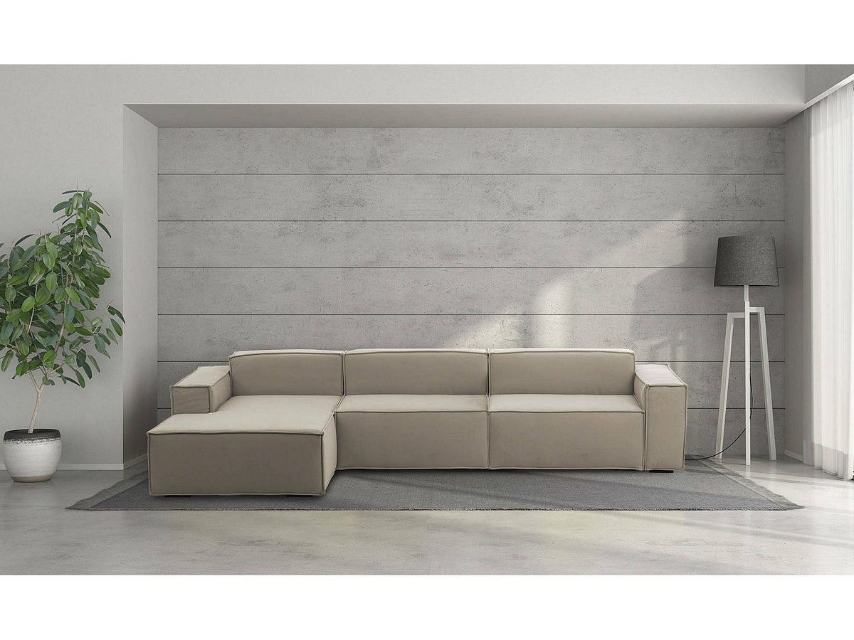 Canapé modulable 4 places gris tissu
