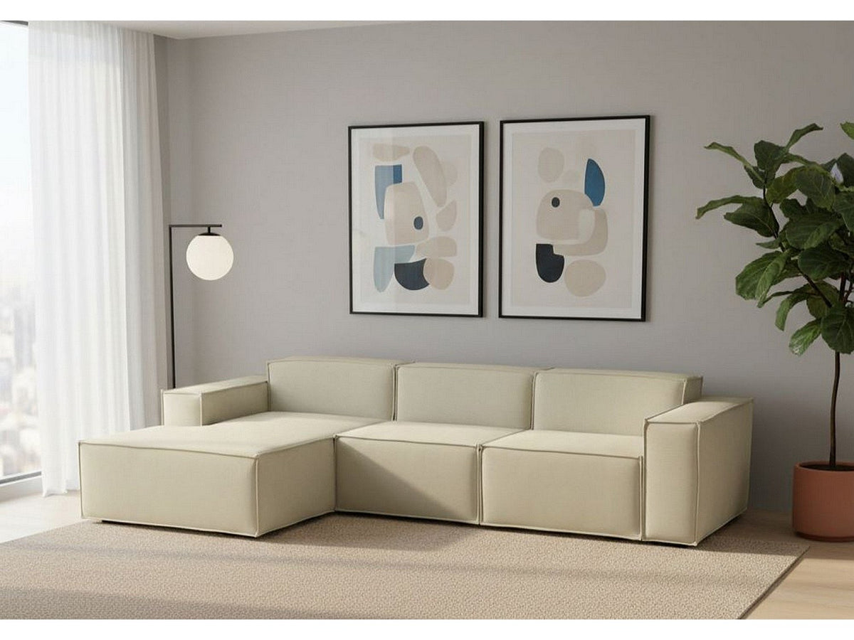Canapé modulable 3 places beige tissu
