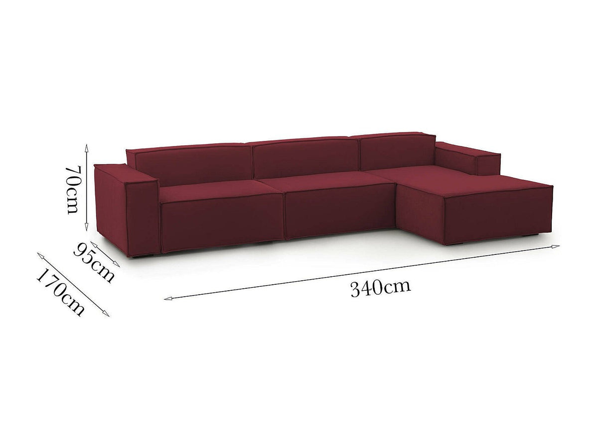 Canapé modulable 4 places rouge tissu