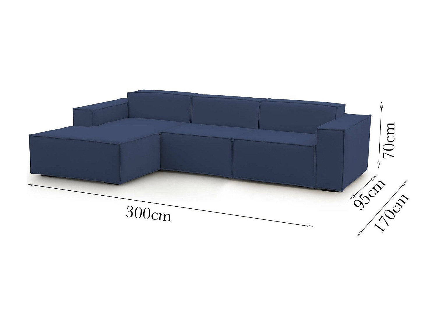 Canapé modulable 3 places bleu tissu