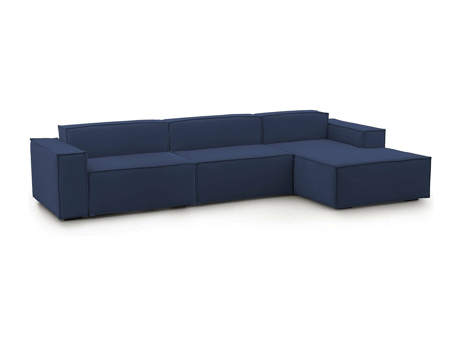Canapé modulable 4 places bleu tissu