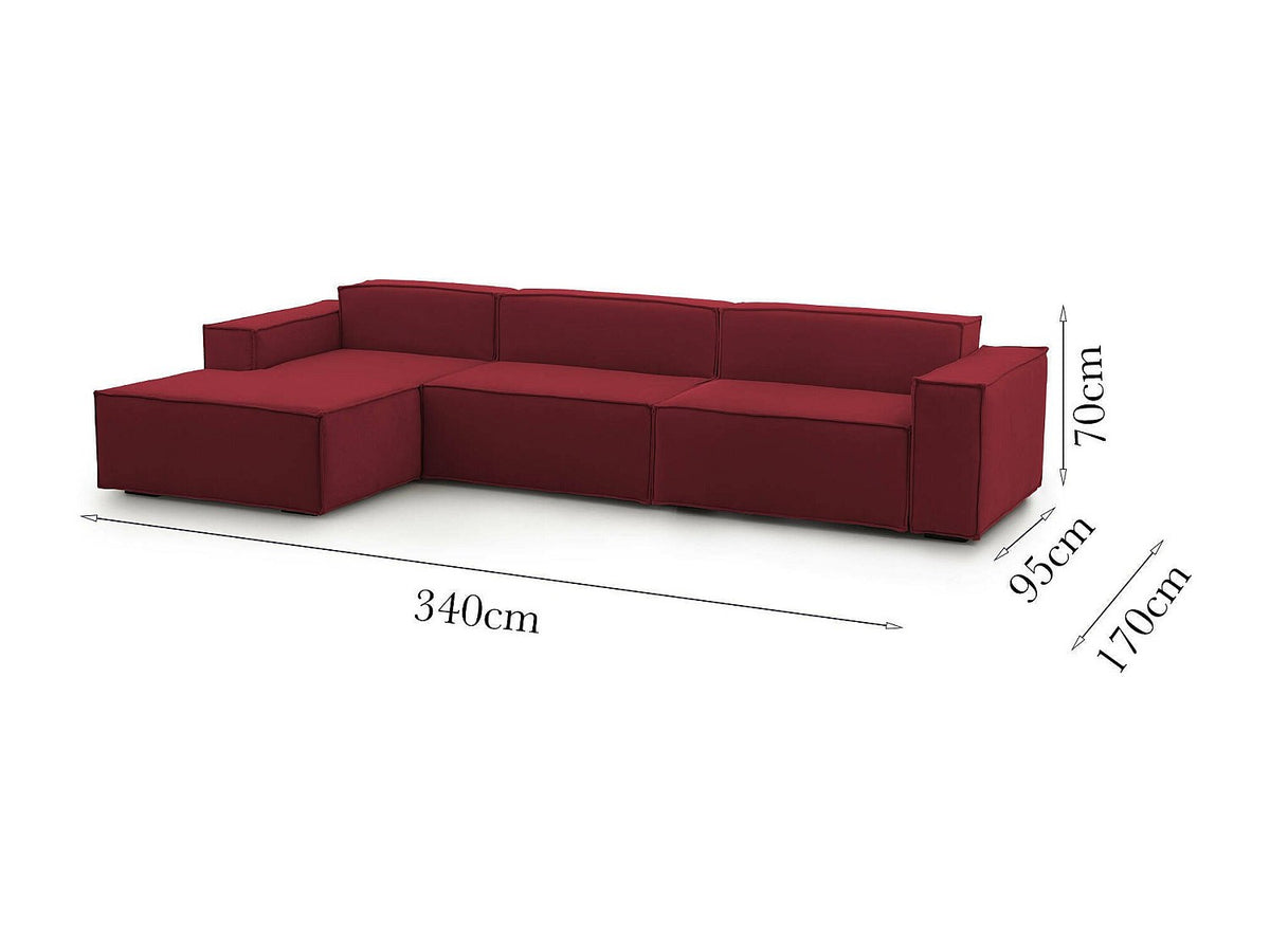 Canapé modulable 4 places rouge tissu