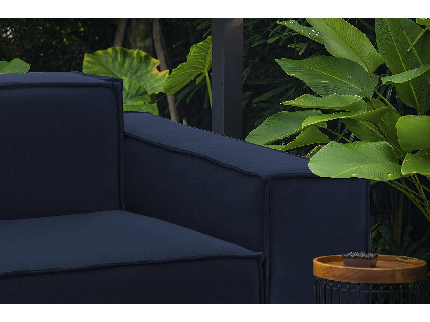 Canapé modulable 2 places bleu tissu