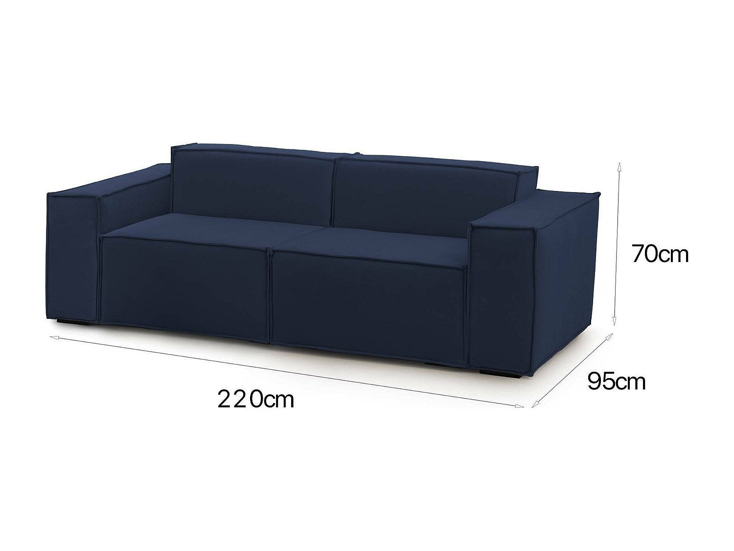 Canapé modulable 2 places bleu tissu