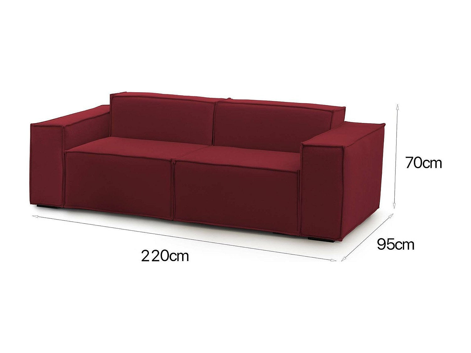 Canapé modulable 2 places rouge tissu