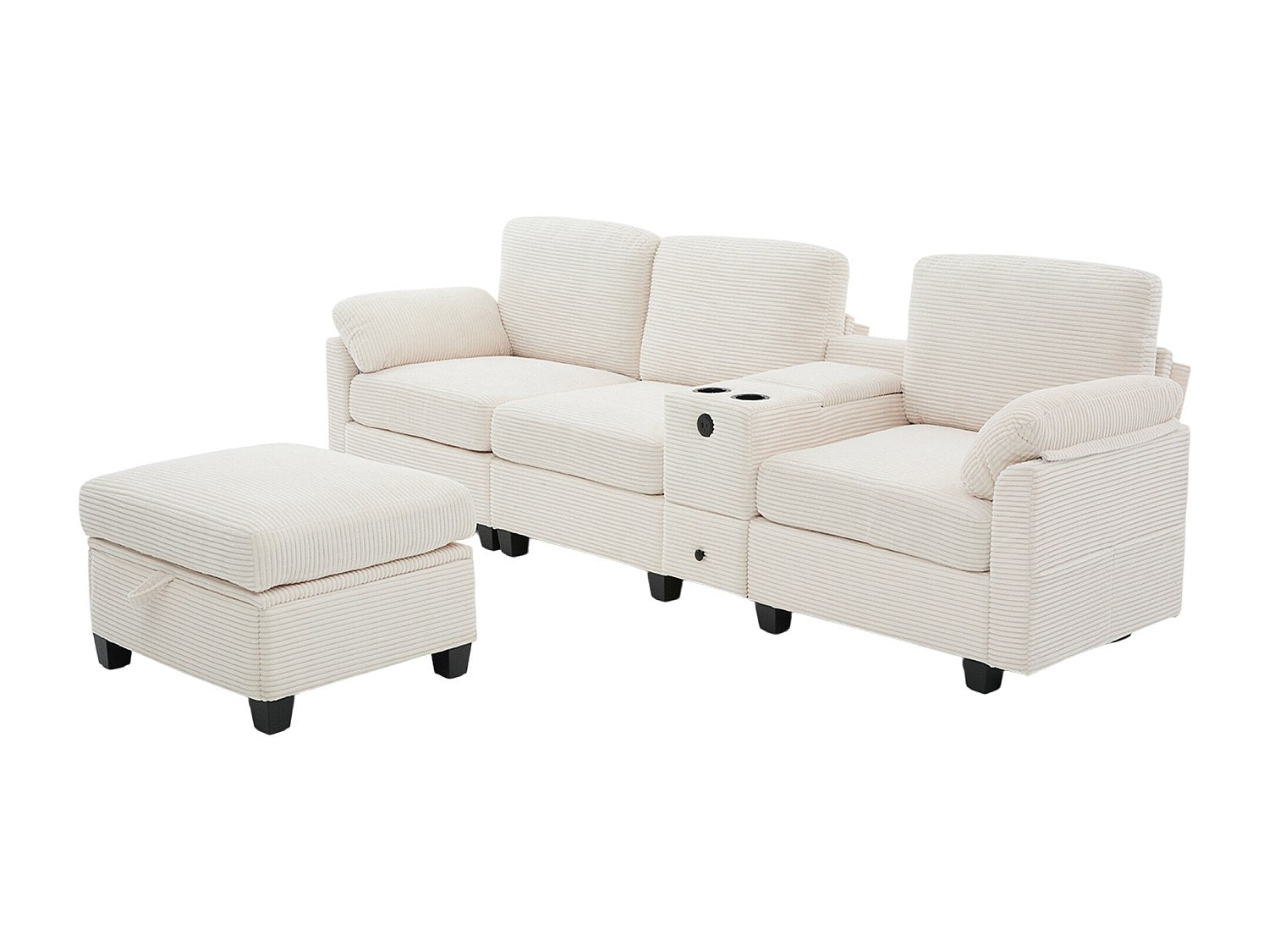 Canapé modulable beige tissu