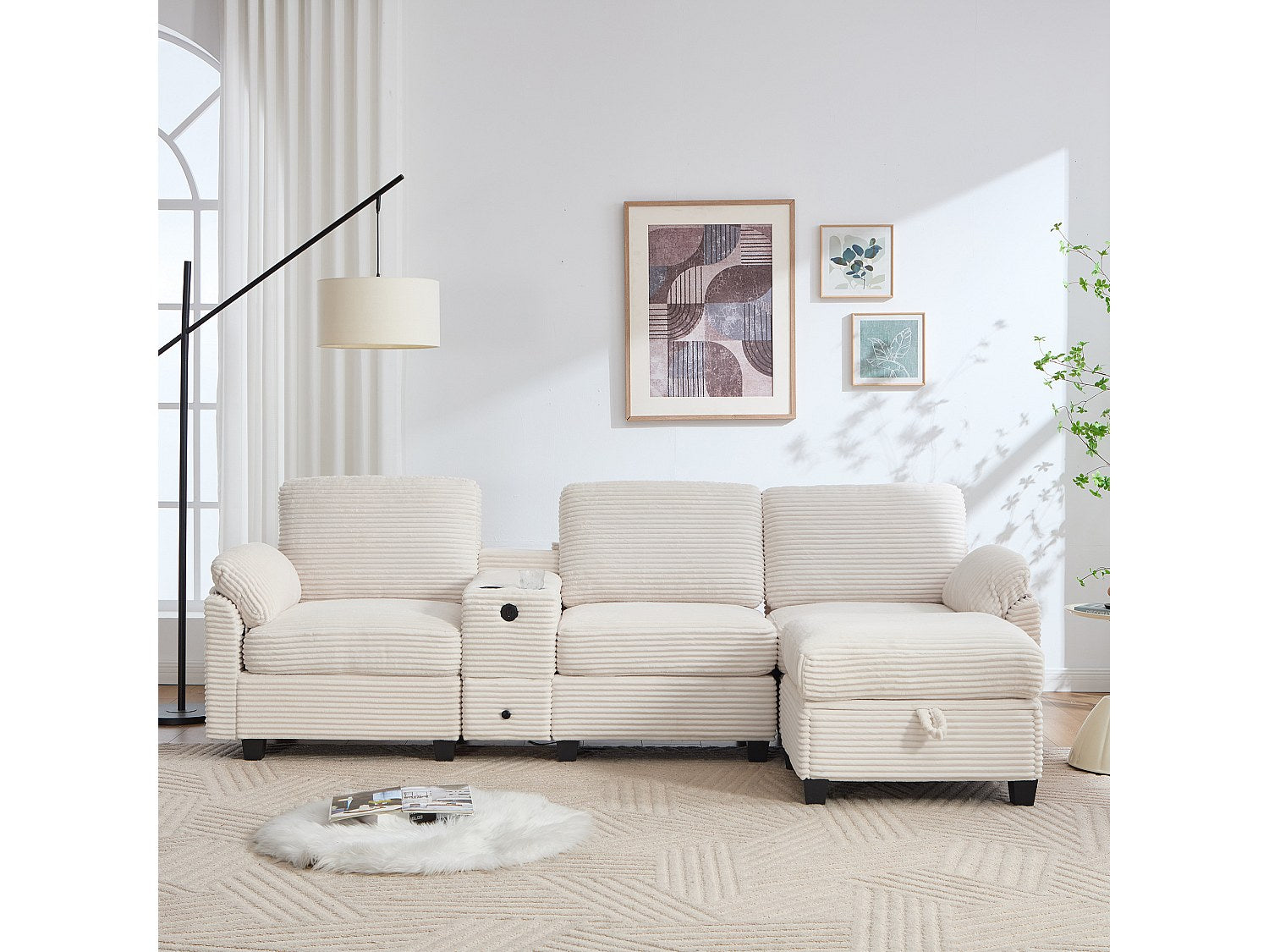 Canapé modulable beige tissu