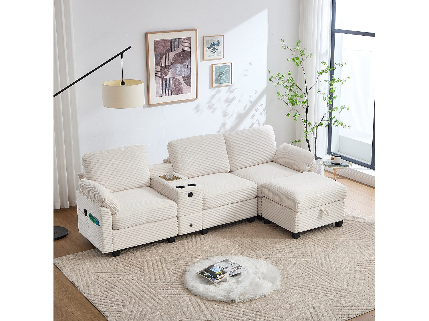 Canapé modulable beige tissu