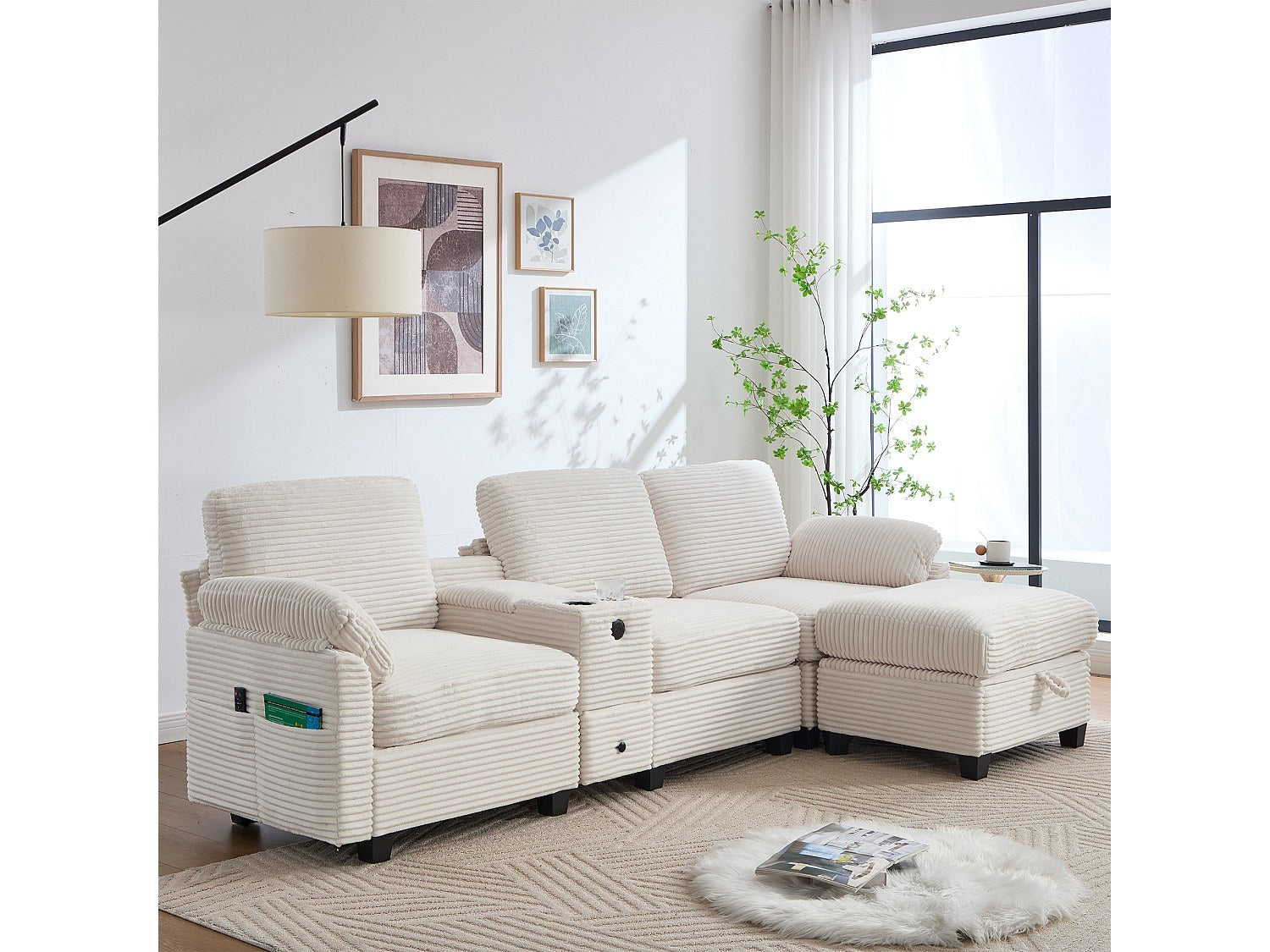 Canapé modulable beige tissu