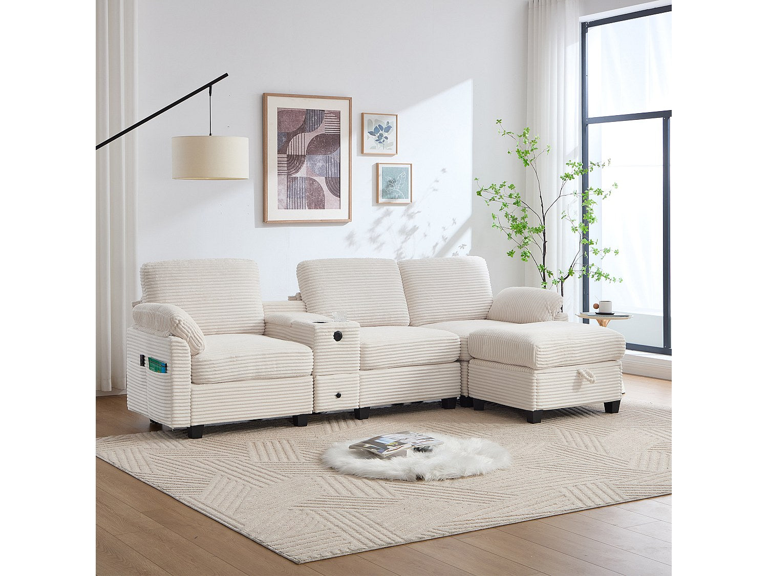Canapé modulable beige tissu