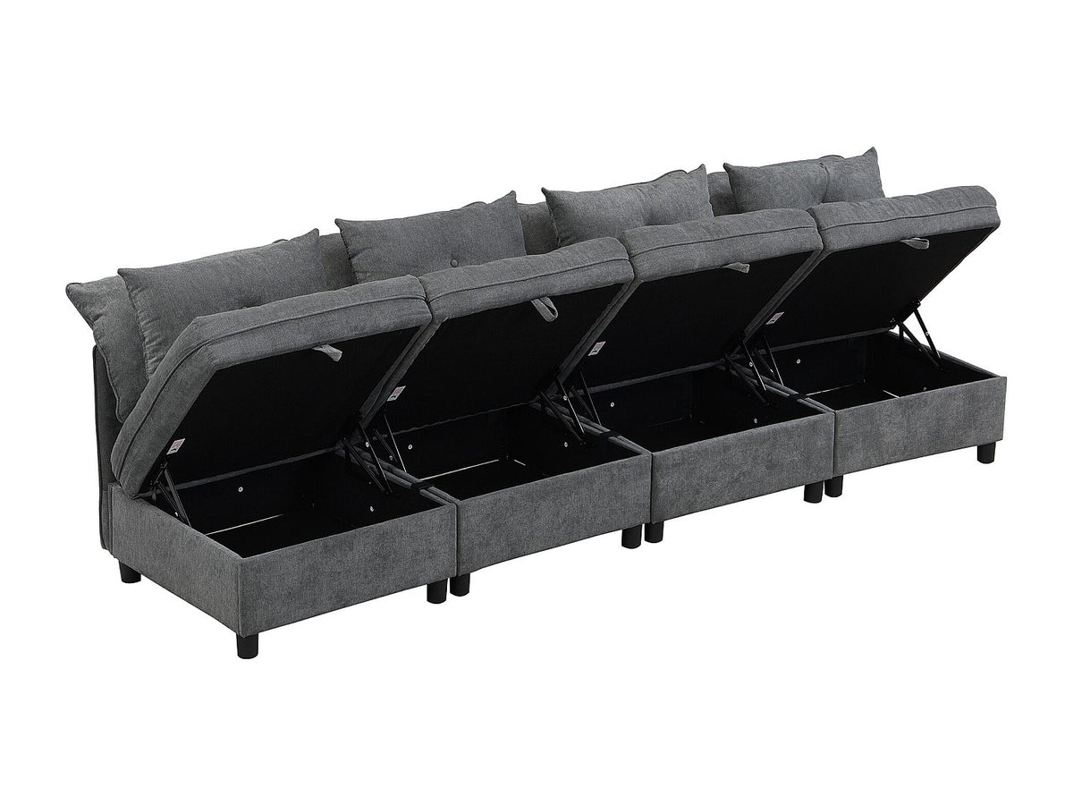 Méridienne pour canapé modulable convertible gris velours