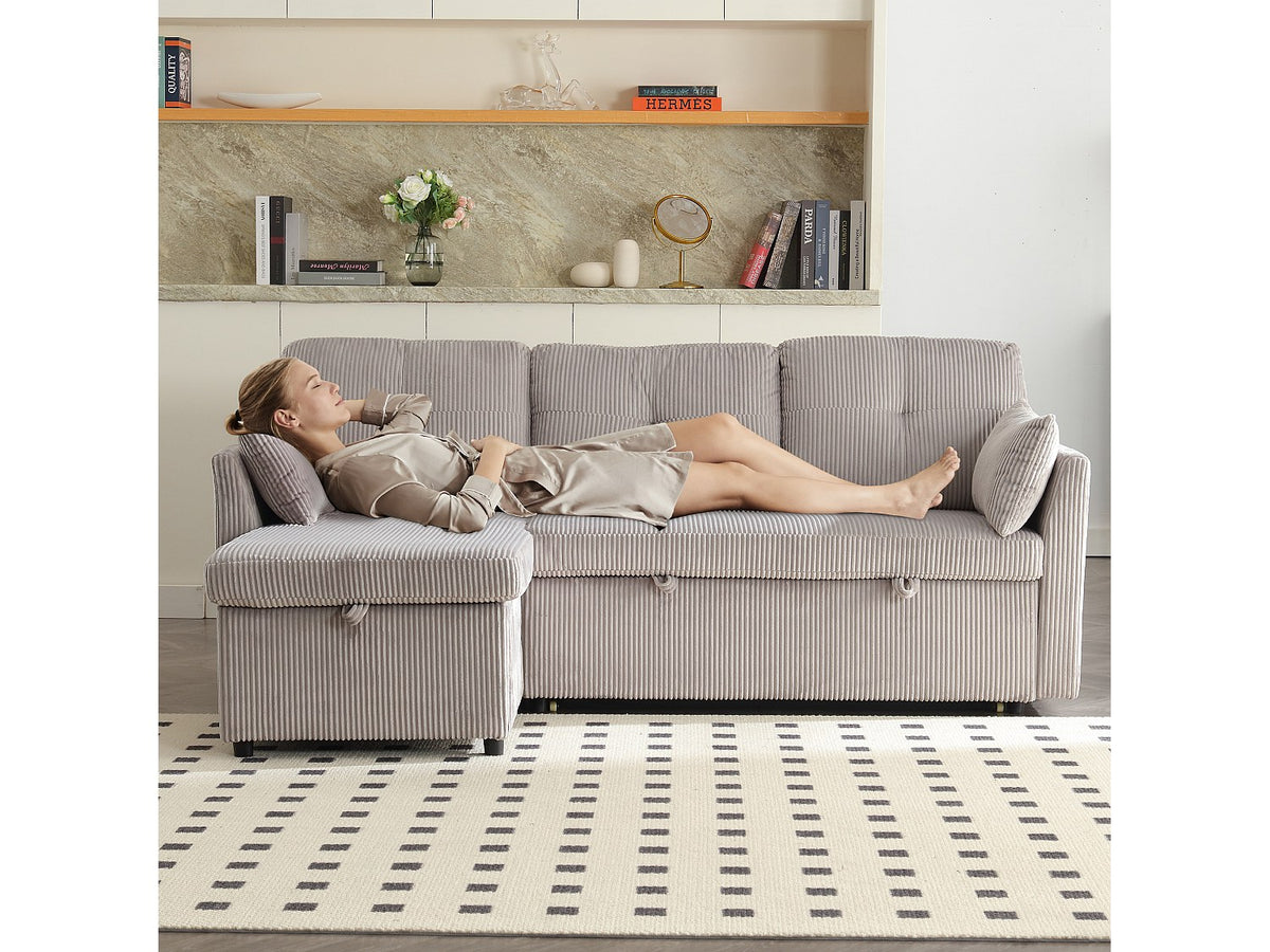 Méridienne pour canapé modulable convertible gris velours