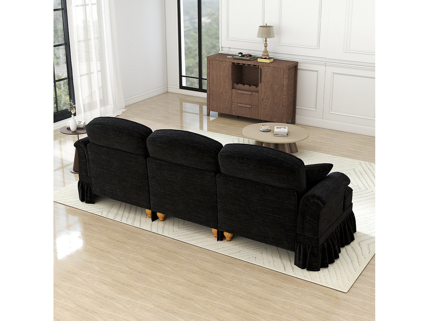 Canapé modulable noir tissu