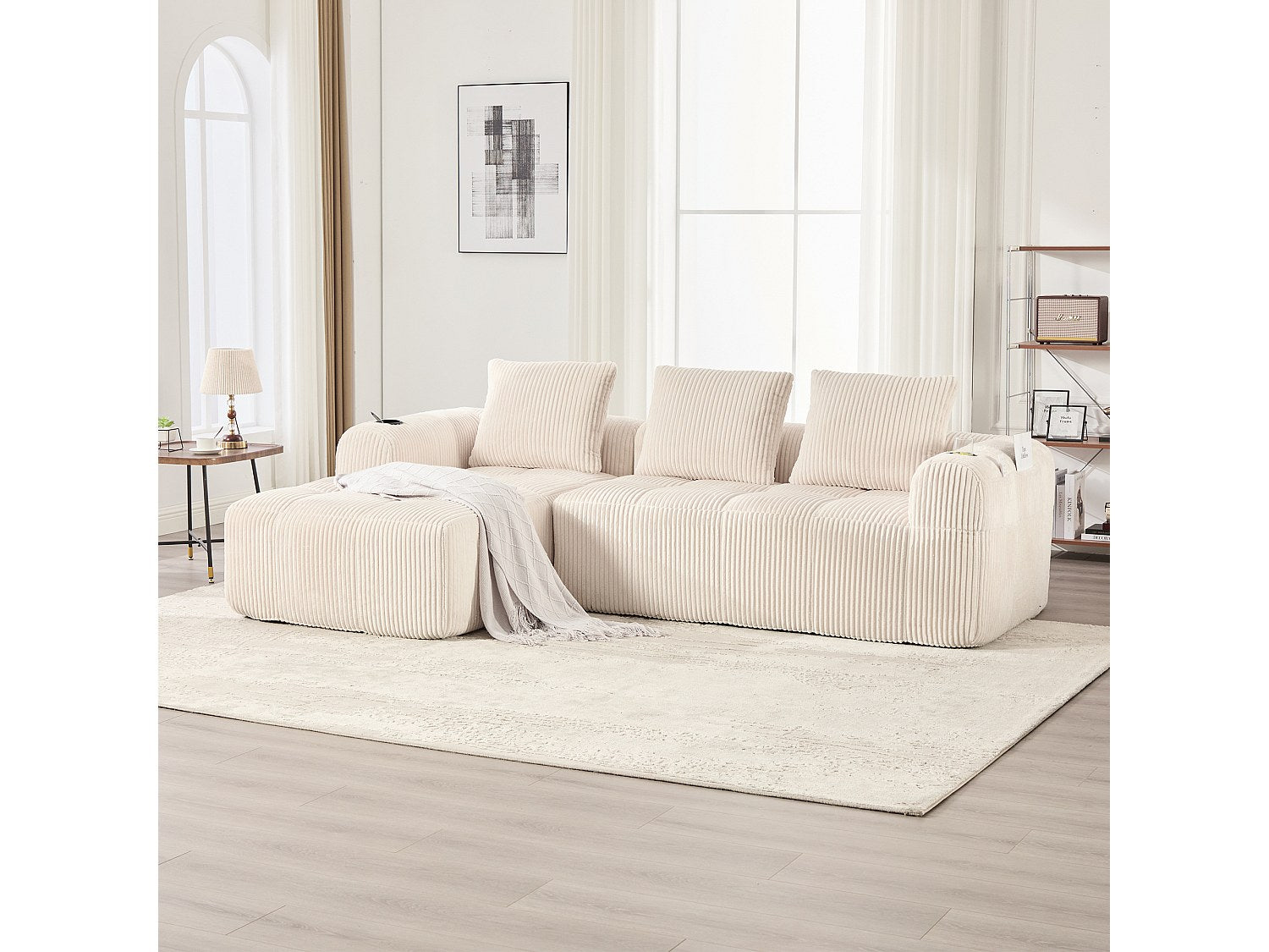 Canapé modulable beige tissu
