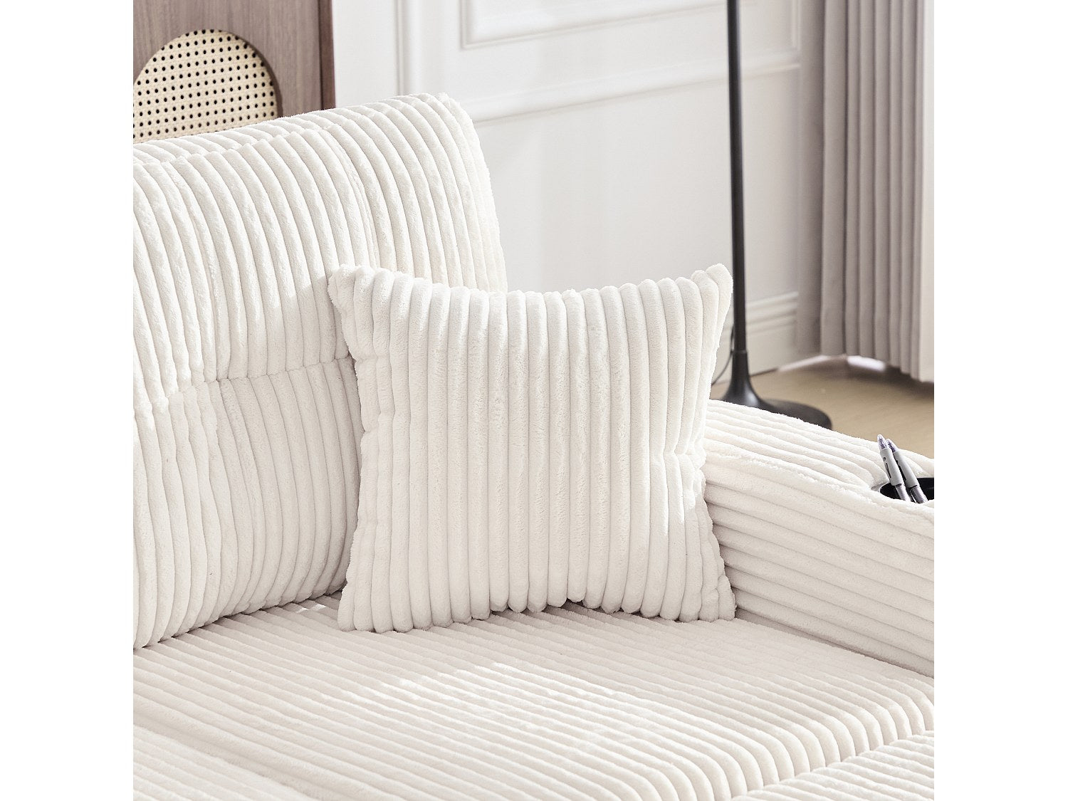 Angle pour canapé modulable convertible 3 places beige velours - Allurex
