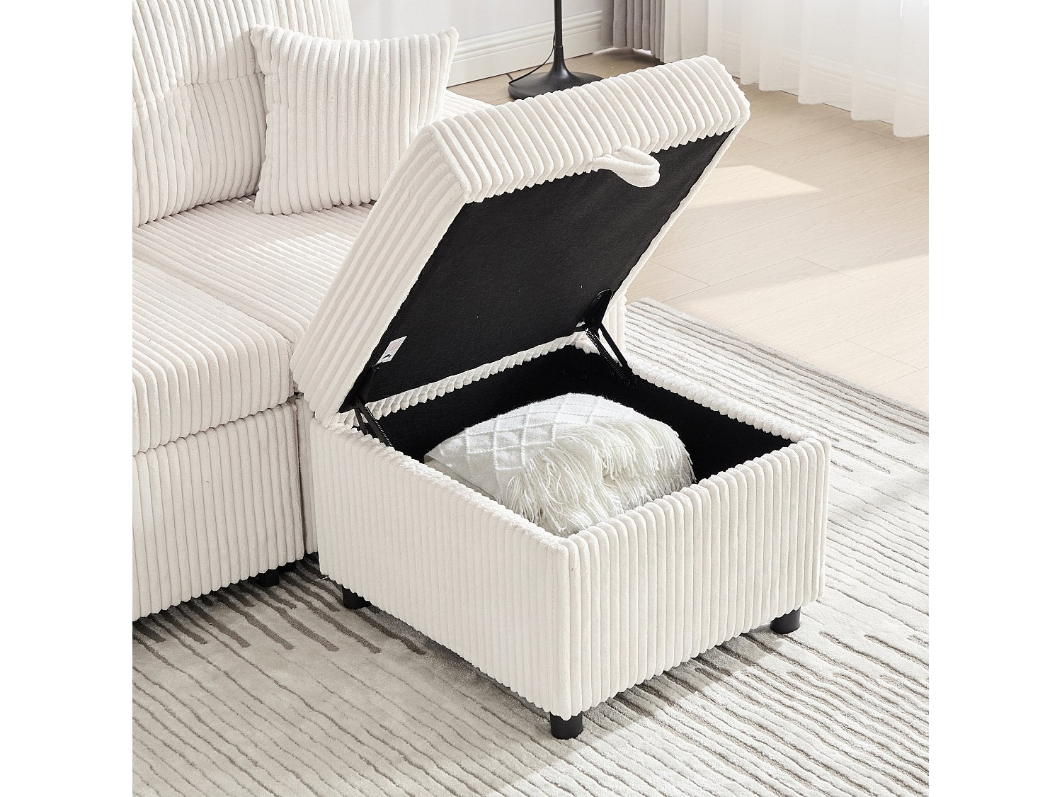 Angle pour canapé modulable convertible 3 places beige velours - Allurex
