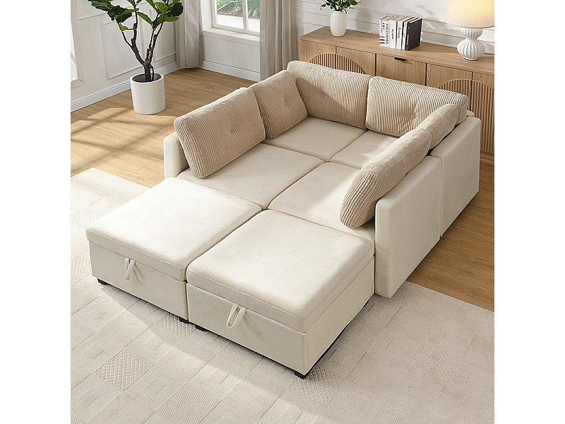 Angle pour canapé modulable 6 places beige velours
