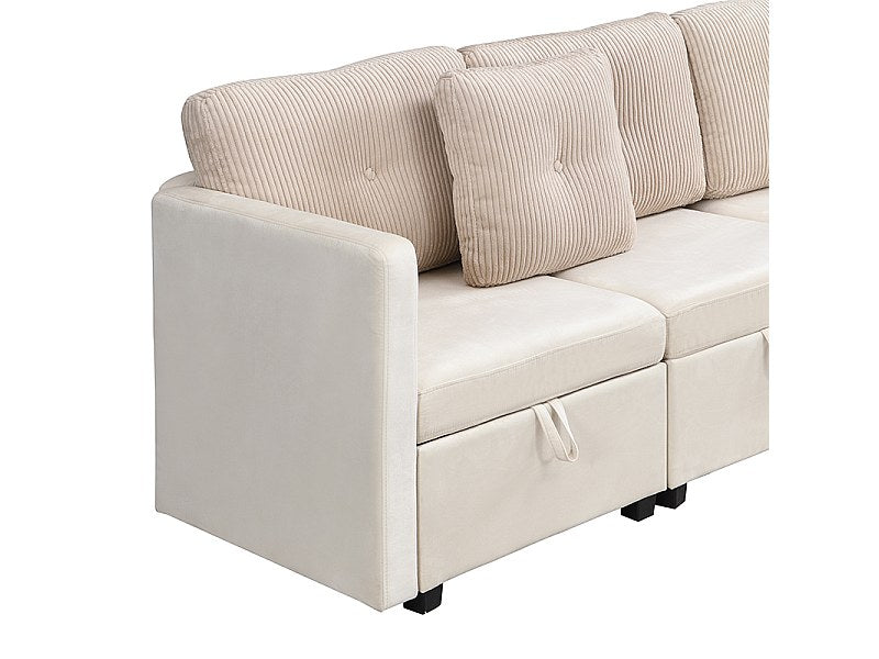 Angle pour canapé modulable 6 places beige velours