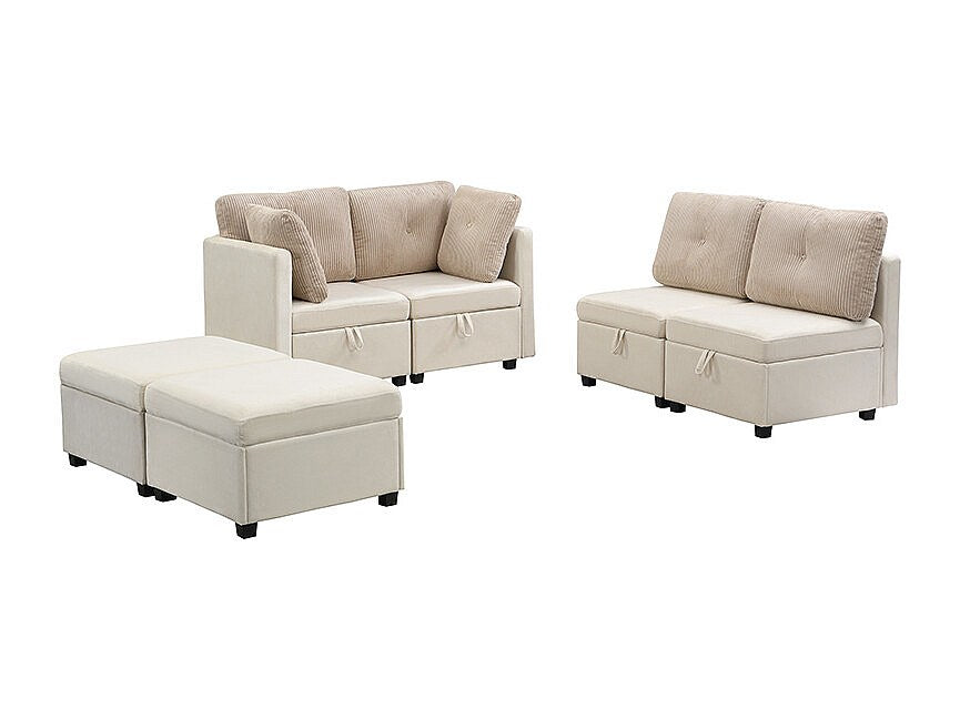 Angle pour canapé modulable 6 places beige velours