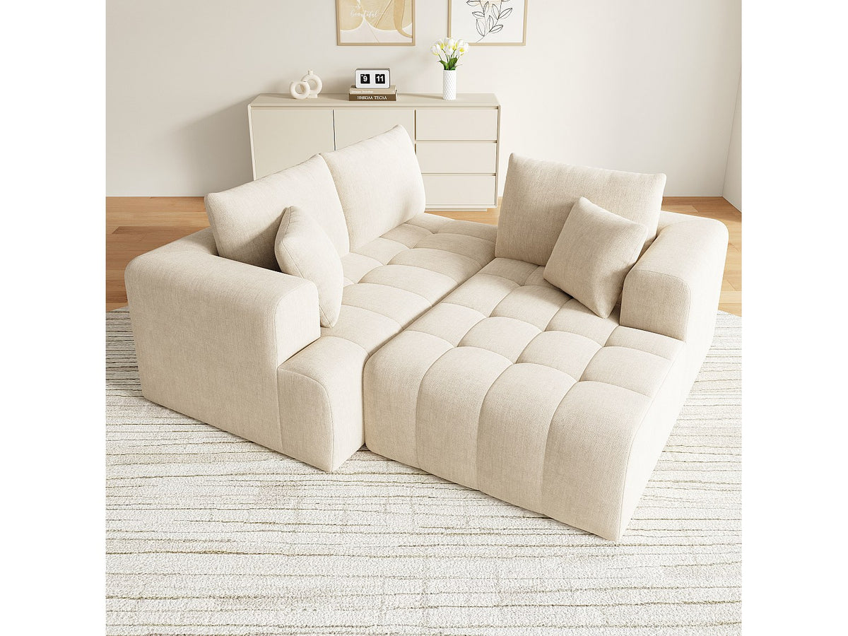 Canapé modulable beige velours
