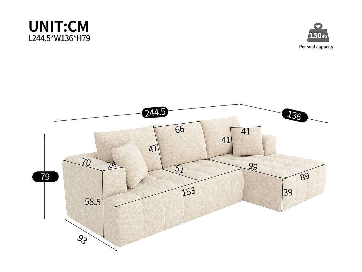 Canapé modulable beige velours