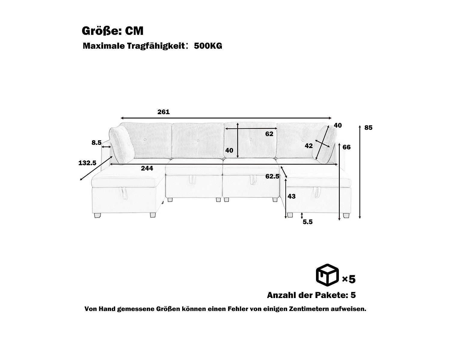 Angle pour canapé modulable 6 places gris velours