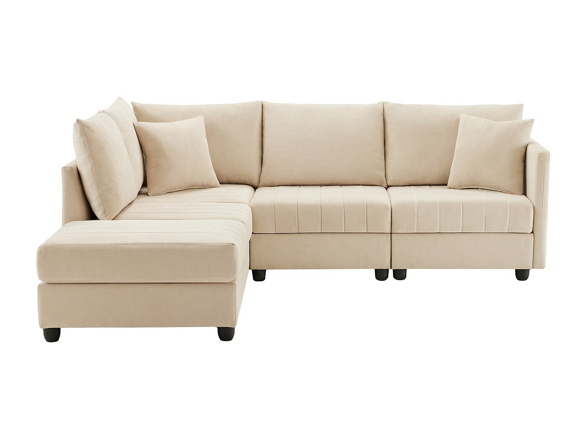Canapé modulable convertible 5 places beige tissu