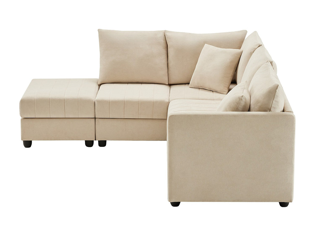 Canapé modulable convertible 5 places beige tissu