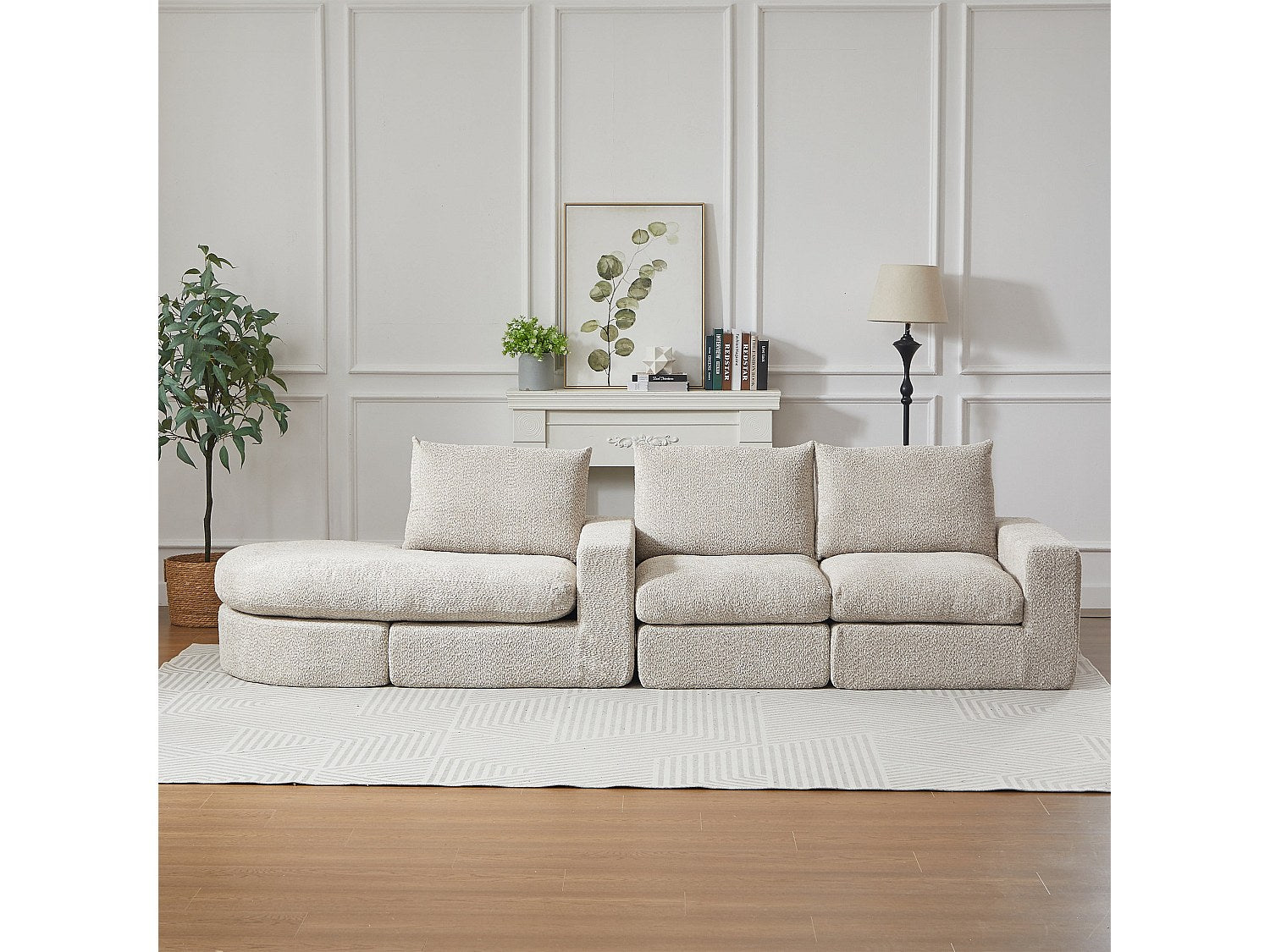 Méridienne pour canapé modulable beige tissu