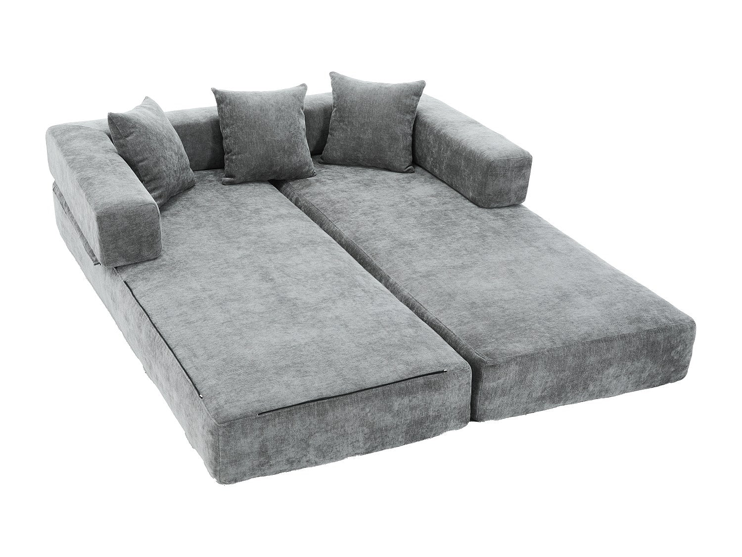 Canapé modulable convertible gris velours