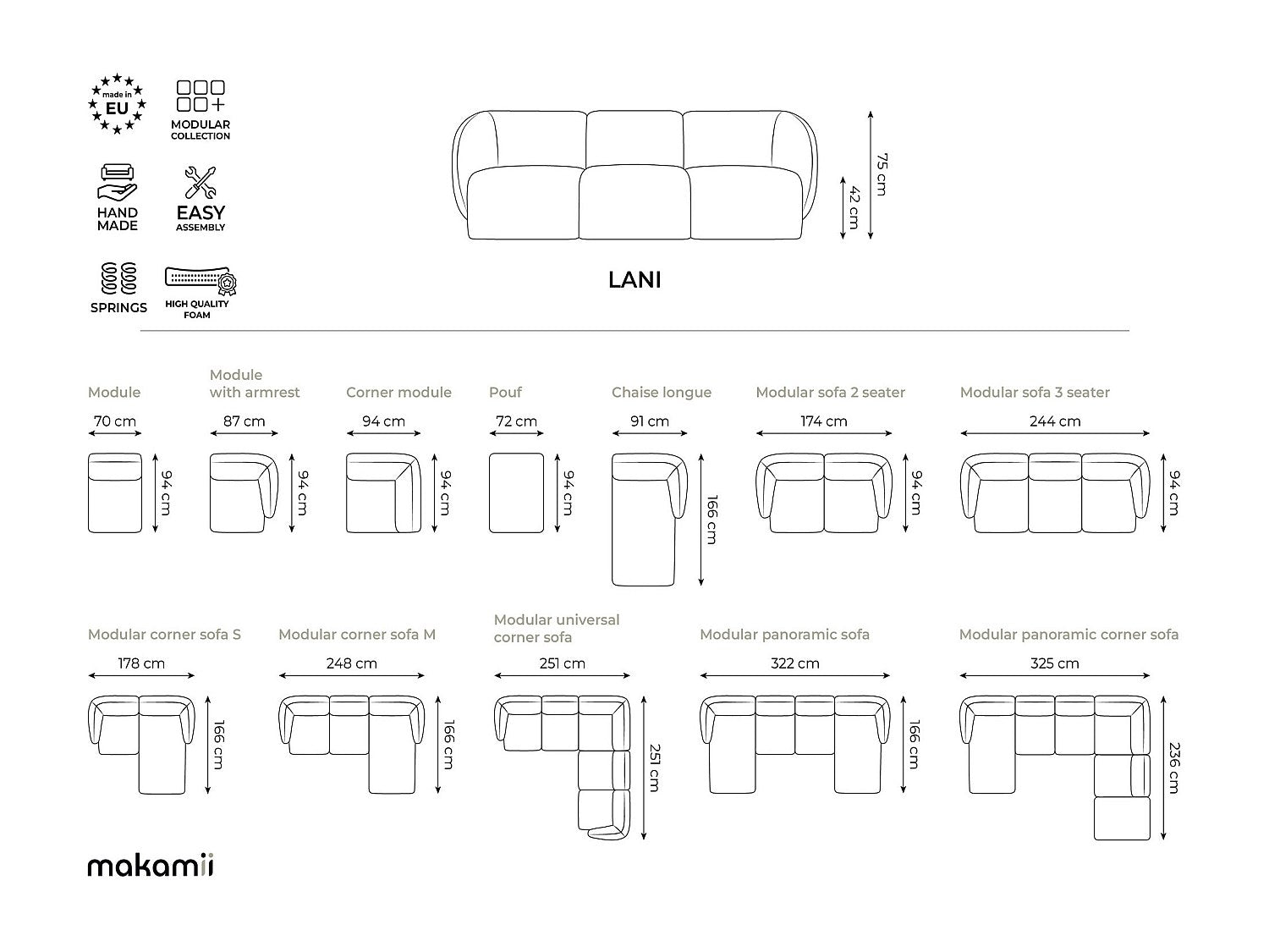 Canapé modulable 2 places vert tissu