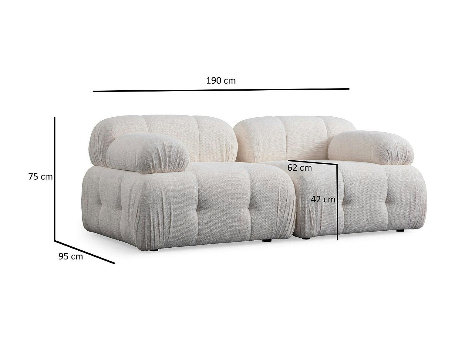 Canapé modulable 2 places blanc tissu