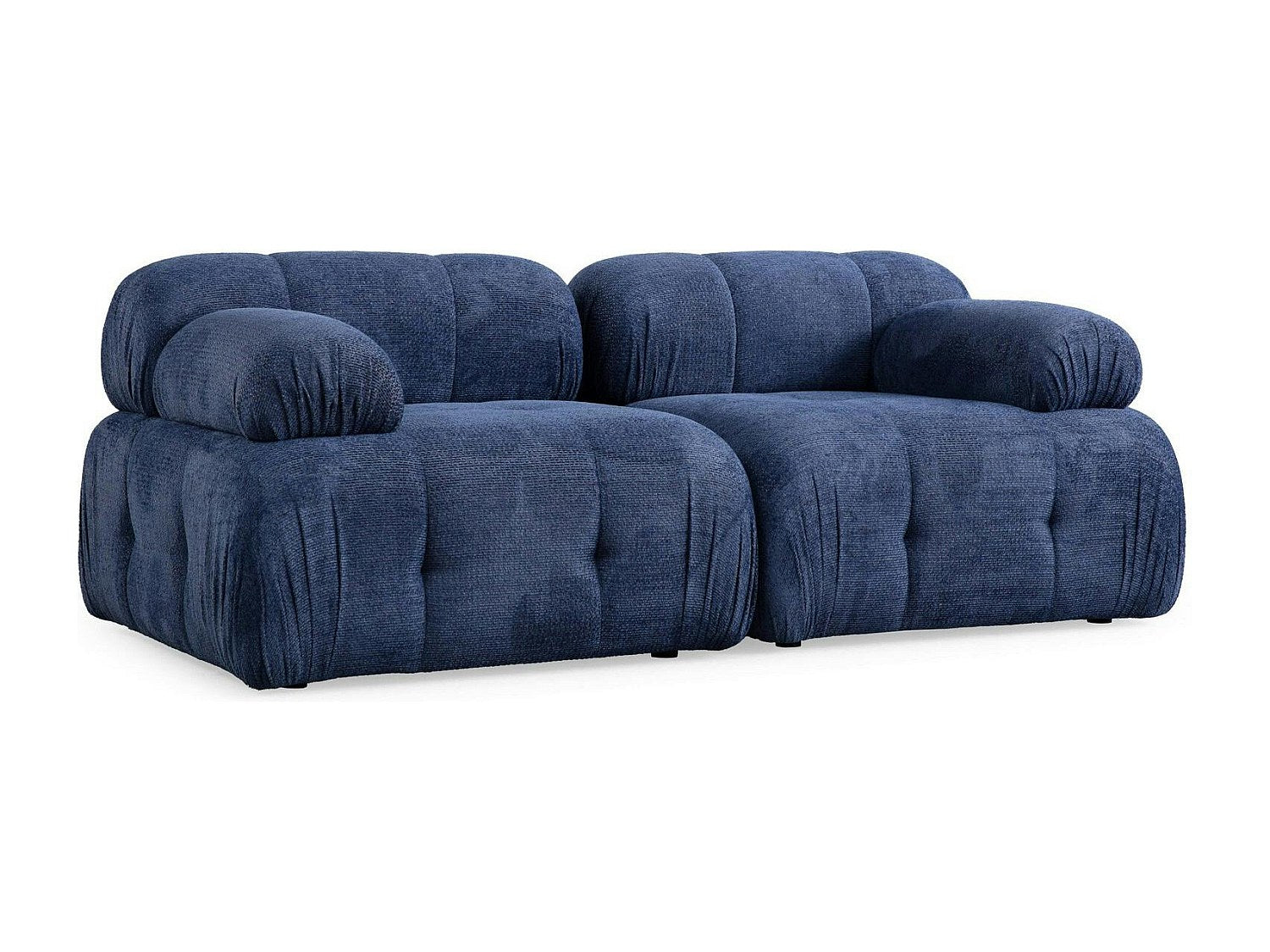 Canapé modulable 2 places bleu tissu