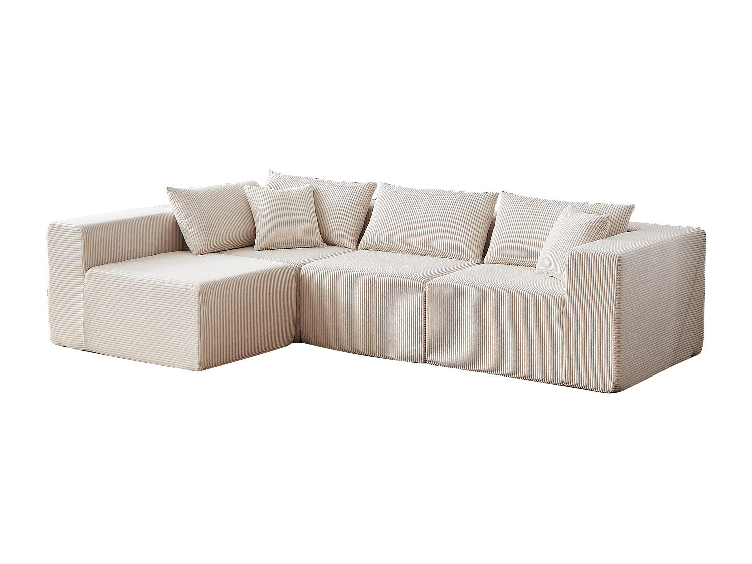 Angle pour canapé modulable 4 places beige tissu