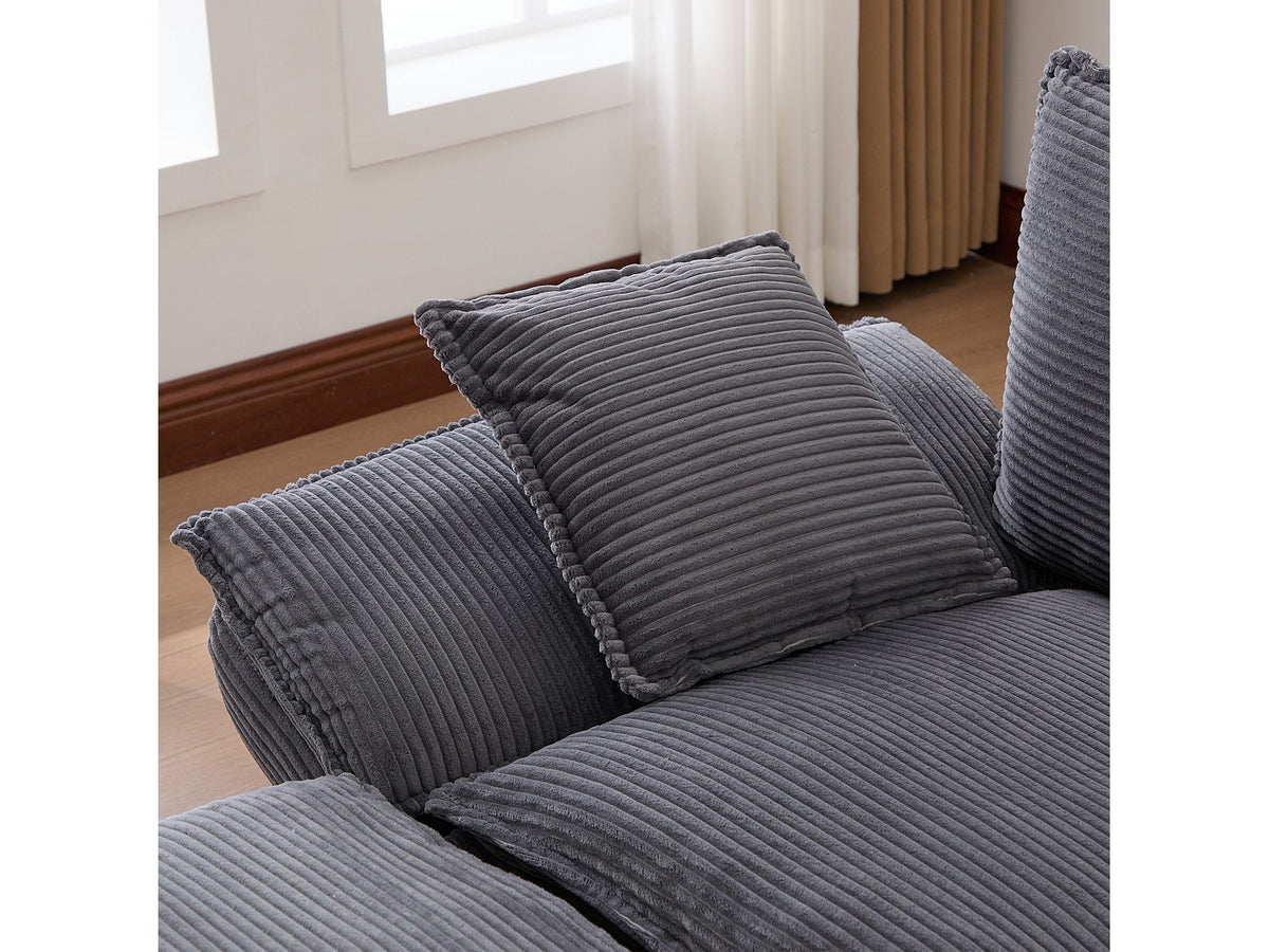 Pouf pour canapé modulable 3 places gris tissu